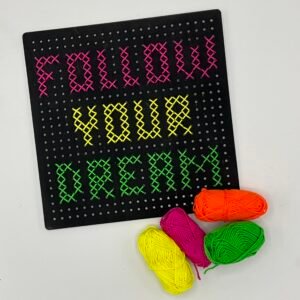 Borduurplankje - Zwart / Wit / Neon