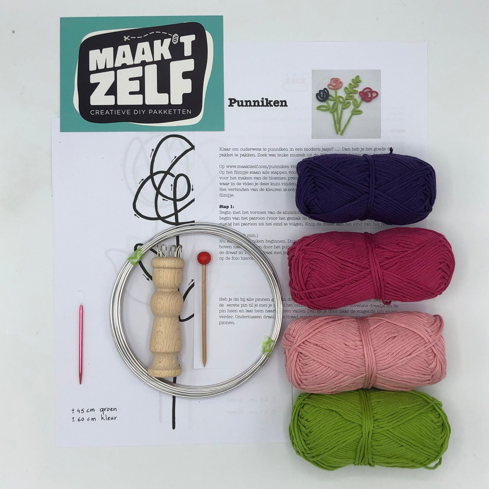 Bloemen punniken - roze/paars - Afbeelding 2