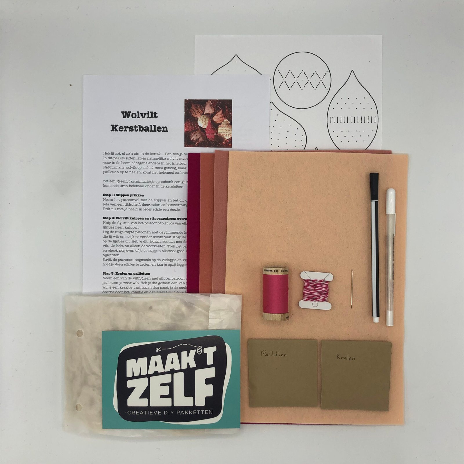 Wolvilt Kerstballen - Afbeelding 3