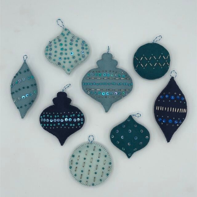 Wolvilt Kerstballen Blauw