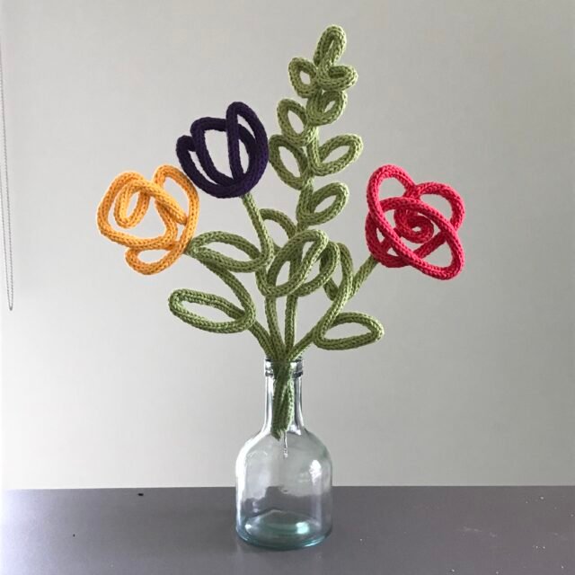 Bloemen punniken - geel/rood/paars